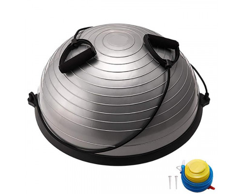 BOSU055-22 Полусфера BOSU гимнастическая, 58см., (серый) в комплекте с эспандером и насосом (B31663)