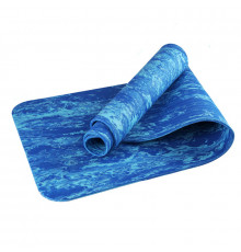 TPEM6-100 Коврик для йоги ТПЕ 183х61х0,6 см (синий гранит) (B34519)