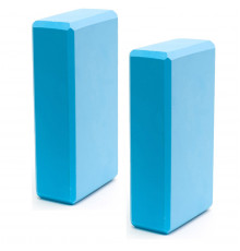 BE300-1 Набор йога блоков полумягких 2 штуки (голубые) 223х150х76мм., из вспененного ЭВА (E40571)